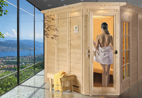 Sauna mit Eckeinstieg