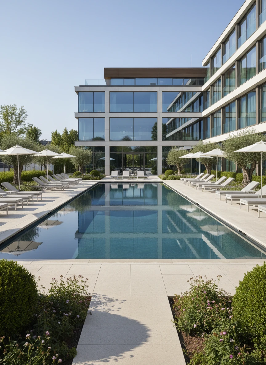 Darstellung von Planung und Konzeption eines Poolbau Unternehmens in Hamburg.